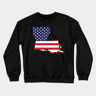 Louisiana State Shape Flag Background Crewneck Sweatshirt